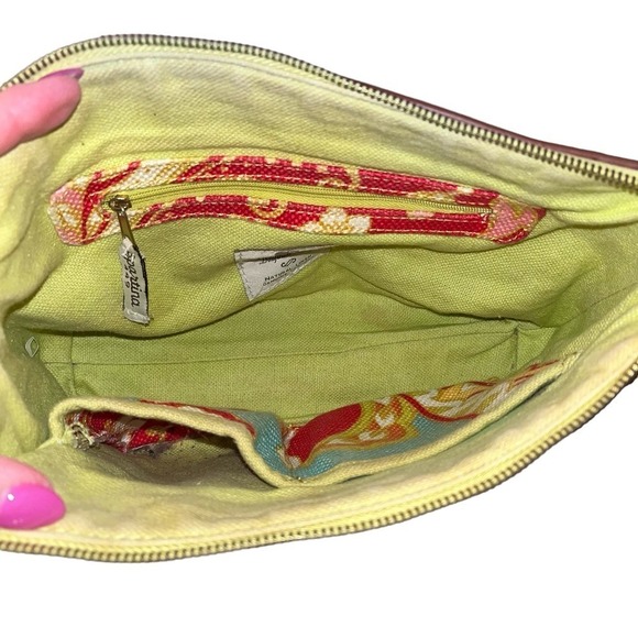 Spartina 449 Natural Linen Genuine Leather Shoulder Purse - Picture 12 of 16